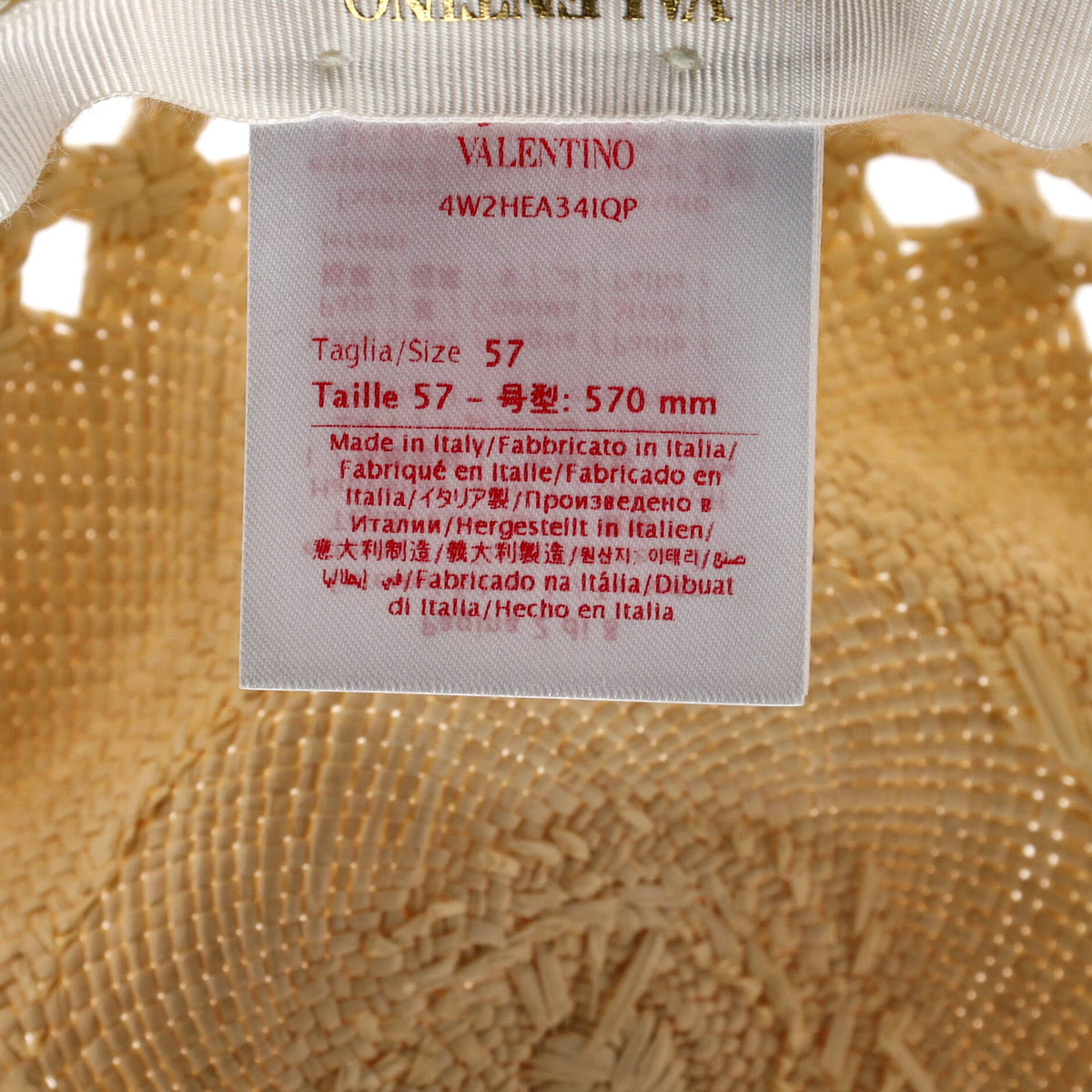 V Signature Sun Hat Woven Straw with Leather