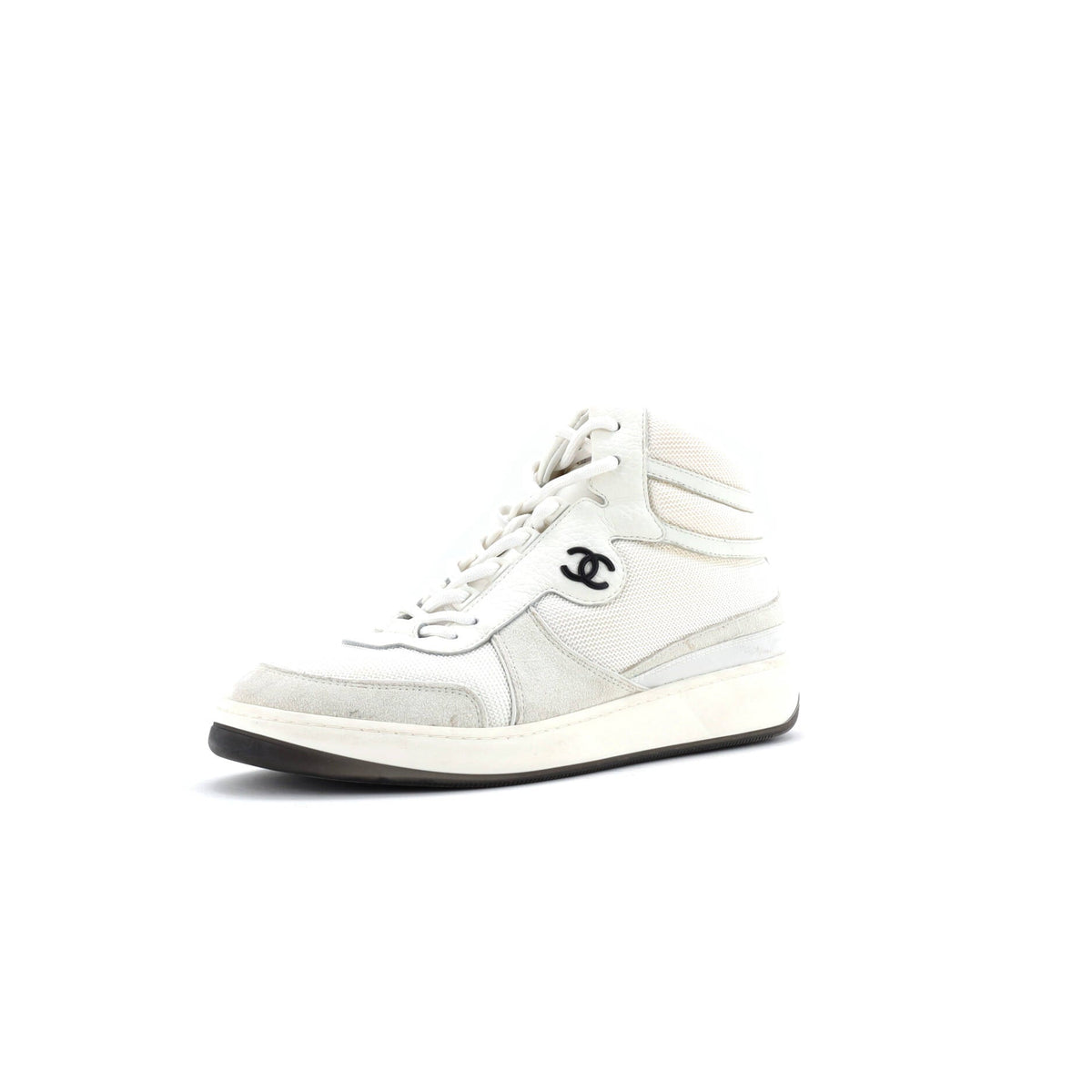 Women's CC High-Top Sneakers Fabric with Leather and Suede
