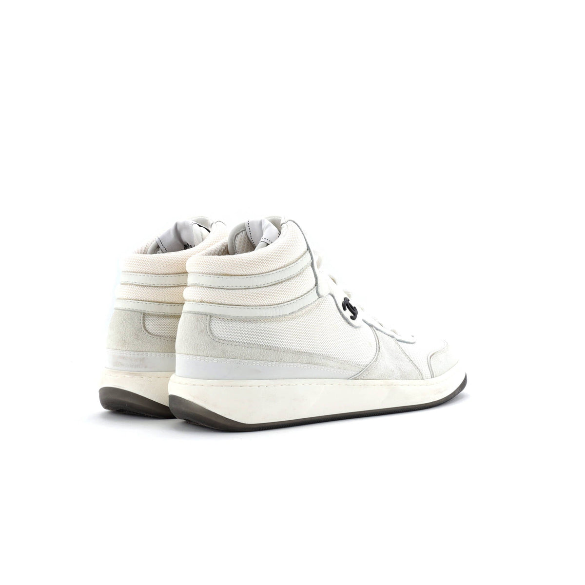 Women's CC High-Top Sneakers Fabric with Leather and Suede