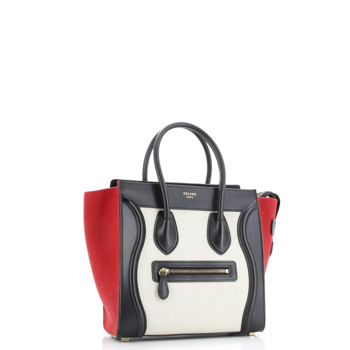 Tricolor Luggage Bag Canvas and Leather Micro