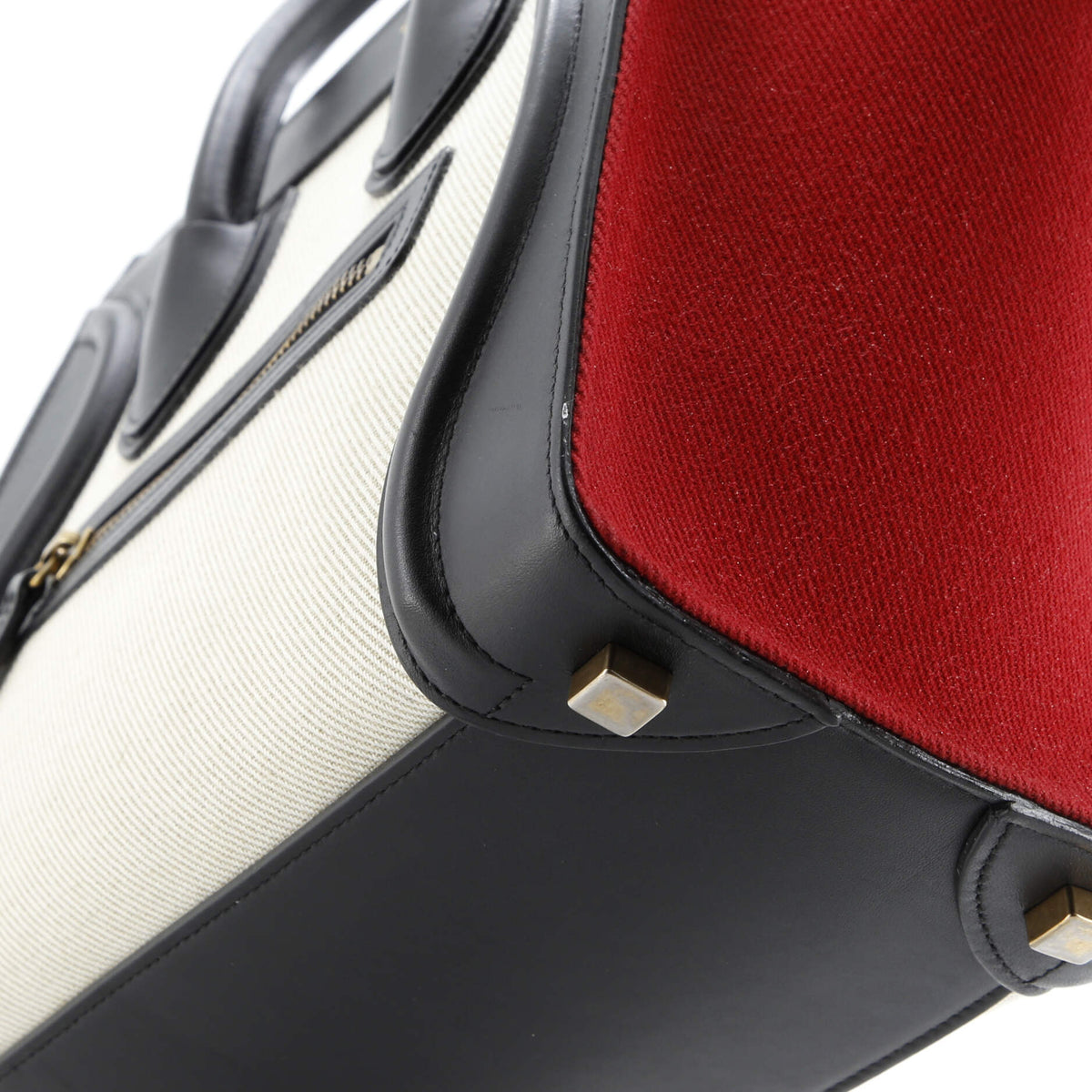 Tricolor Luggage Bag Canvas and Leather Micro