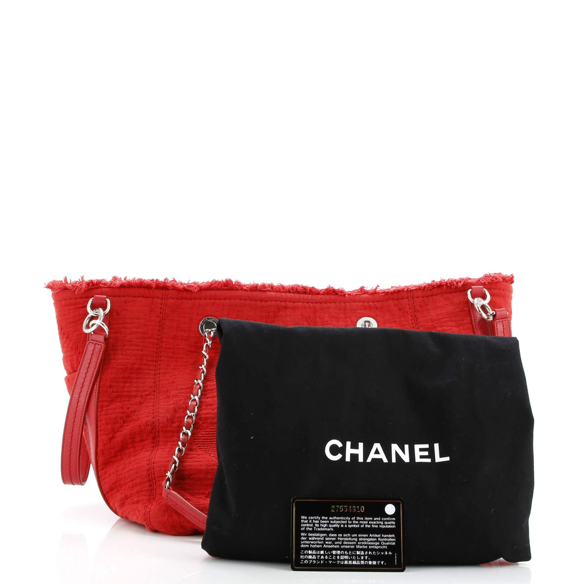 Double Face Deauville Tote Fringe Quilted Canvas Small