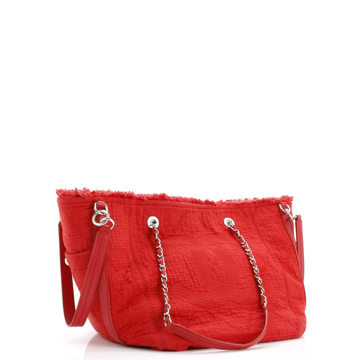 Double Face Deauville Tote Fringe Quilted Canvas Small
