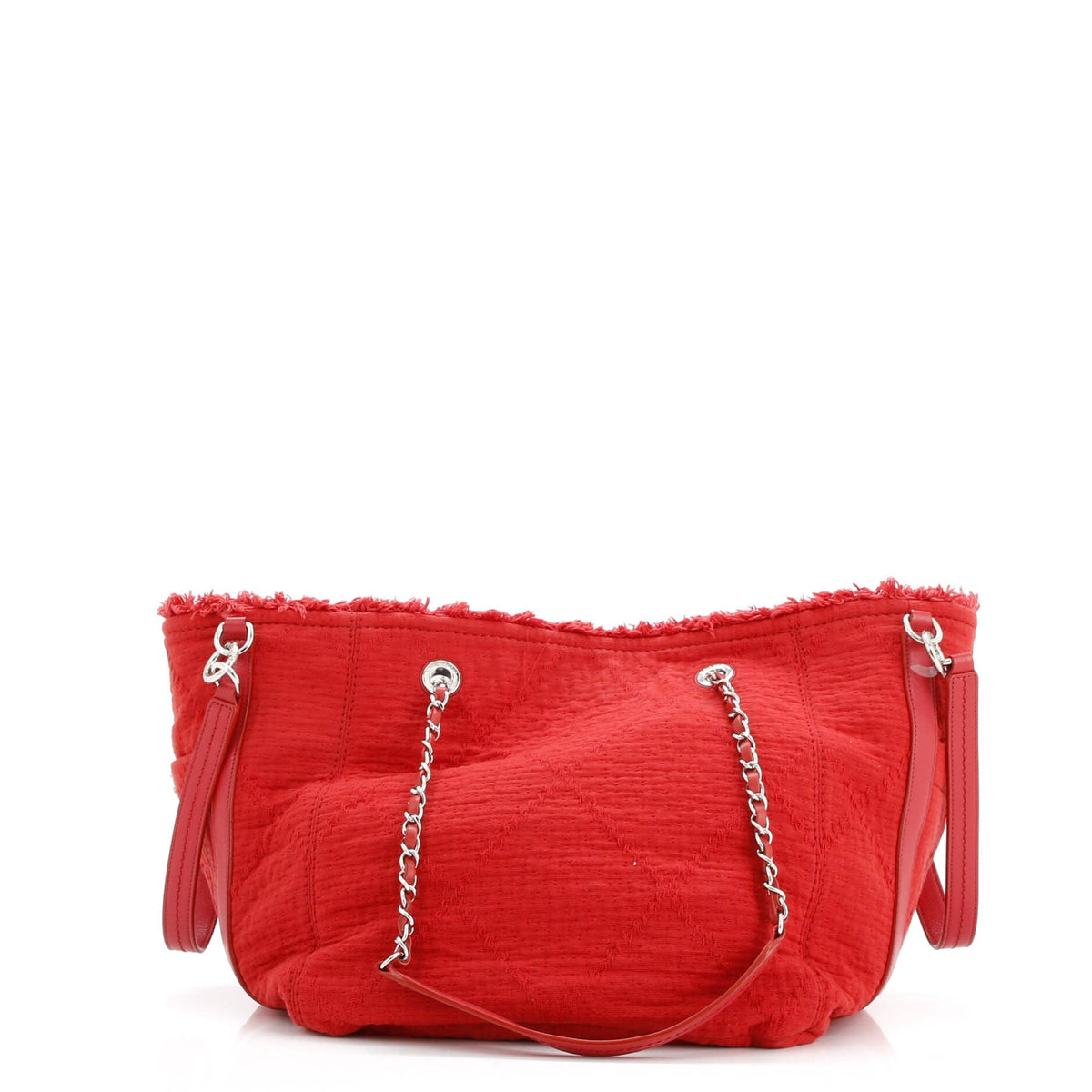 Double Face Deauville Tote Fringe Quilted Canvas Small