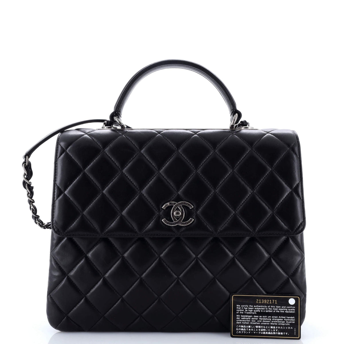 Trendy CC Top Handle Bag Quilted Lambskin Large