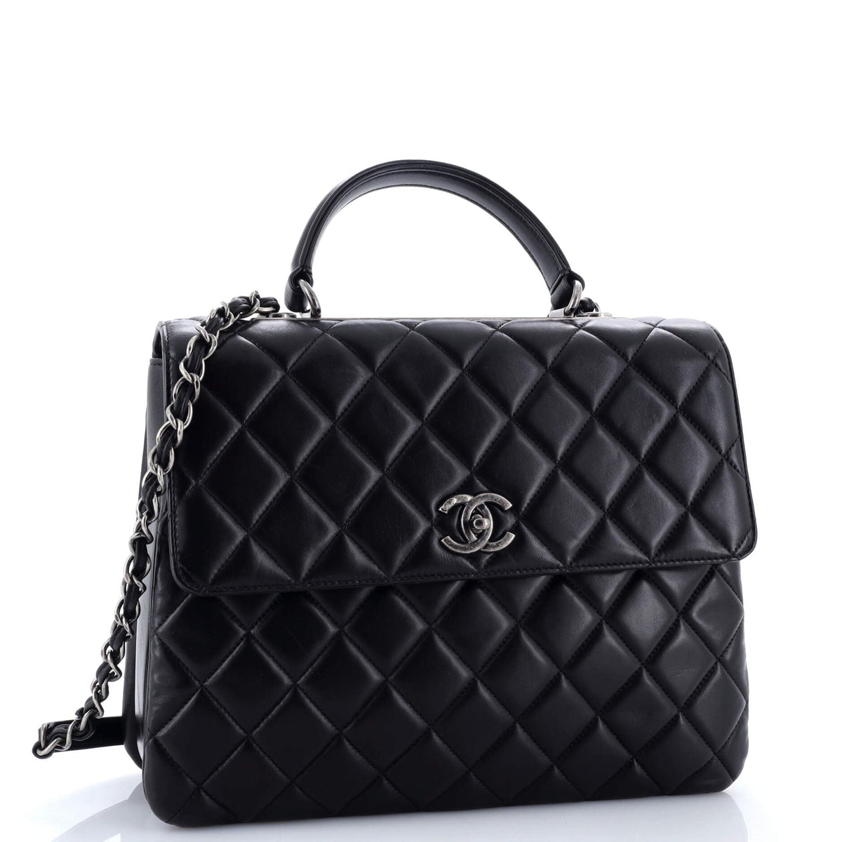 Trendy CC Top Handle Bag Quilted Lambskin Large