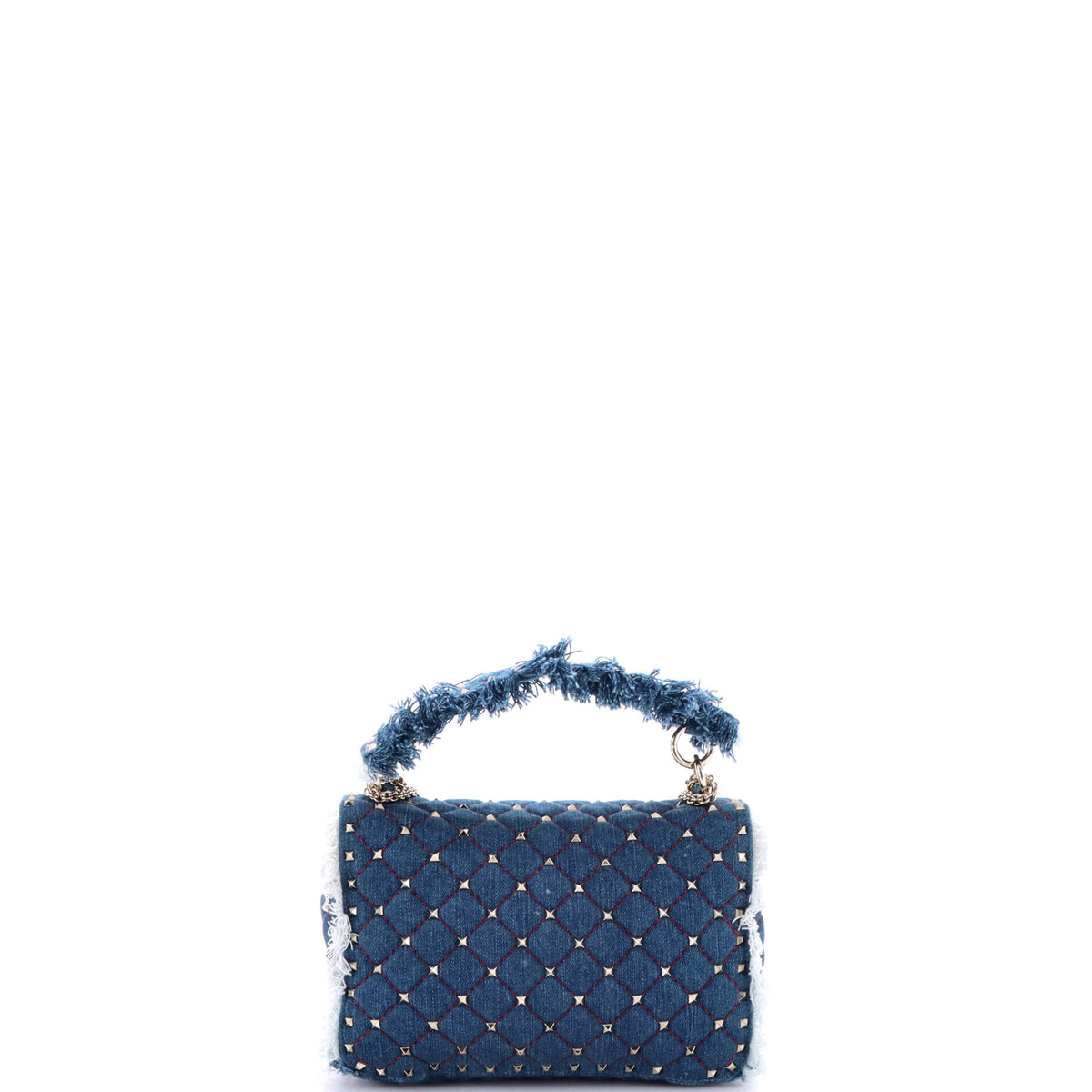 Rockstud Spike Flap Bag Quilted Denim Medium