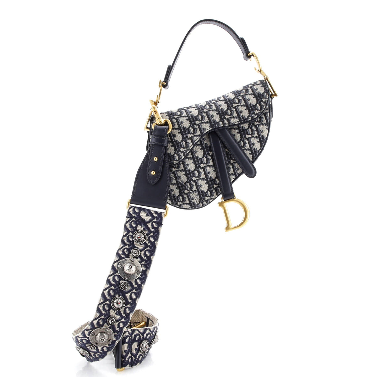 Saddle Handbag with Strap Oblique Canvas Mini