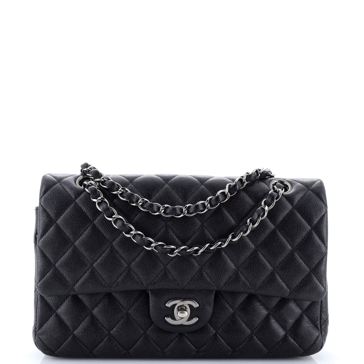 Classic Double Flap Bag Quilted Iridescent Caviar Medium