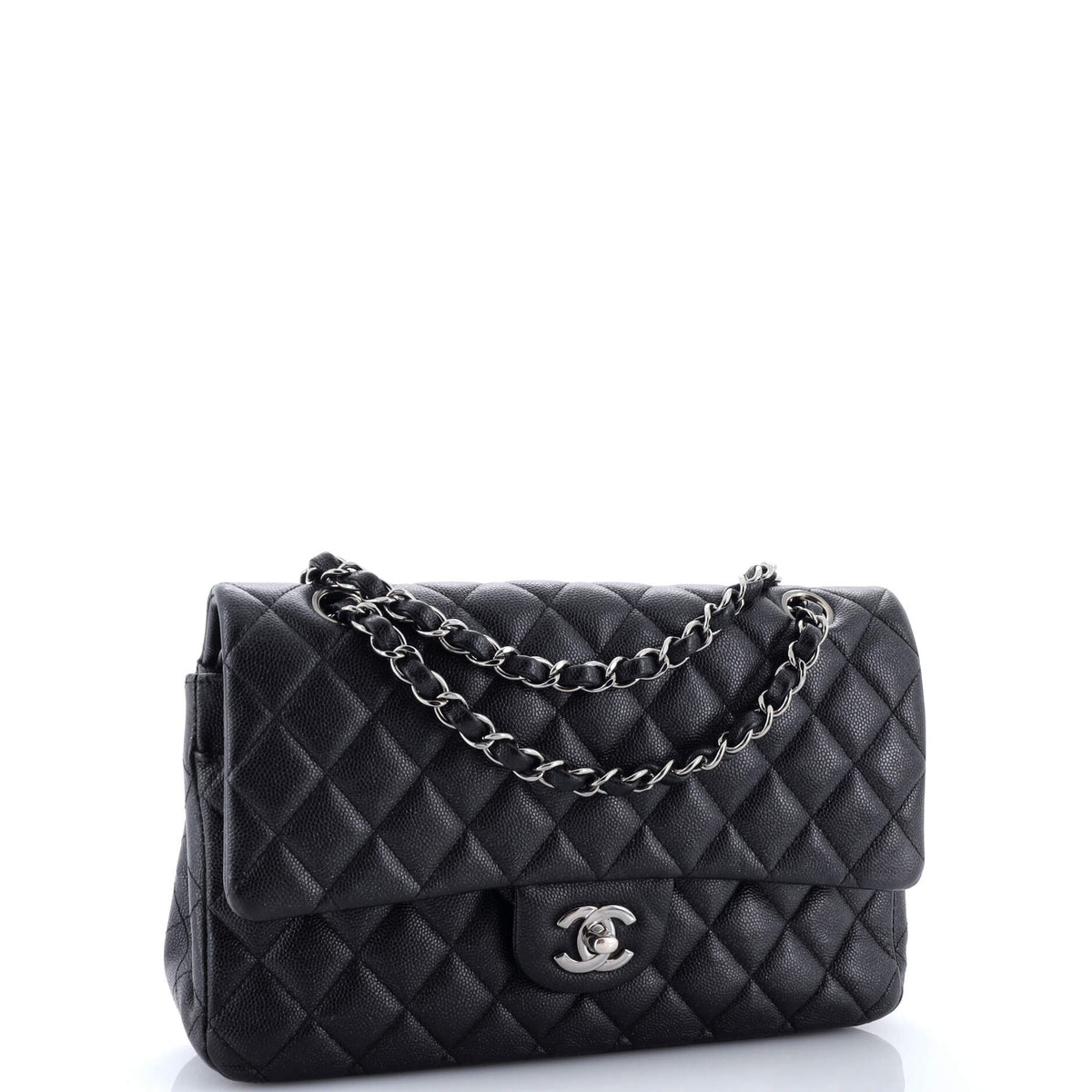Classic Double Flap Bag Quilted Iridescent Caviar Medium