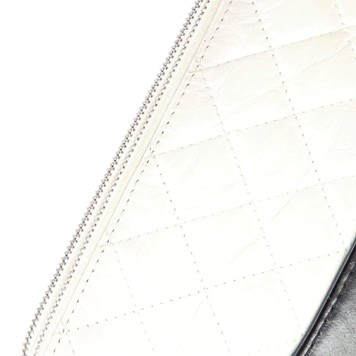 Gabrielle Double Zip Clutch with Chain Quilted Aged Calfskin