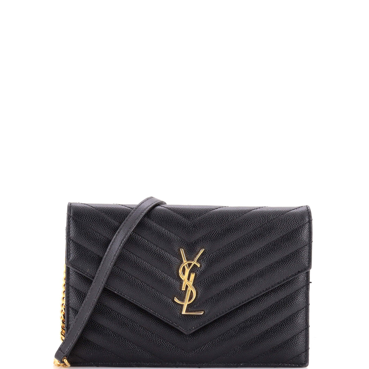 Classic Monogram Wallet on Chain Matelasse Chevron Leather Small