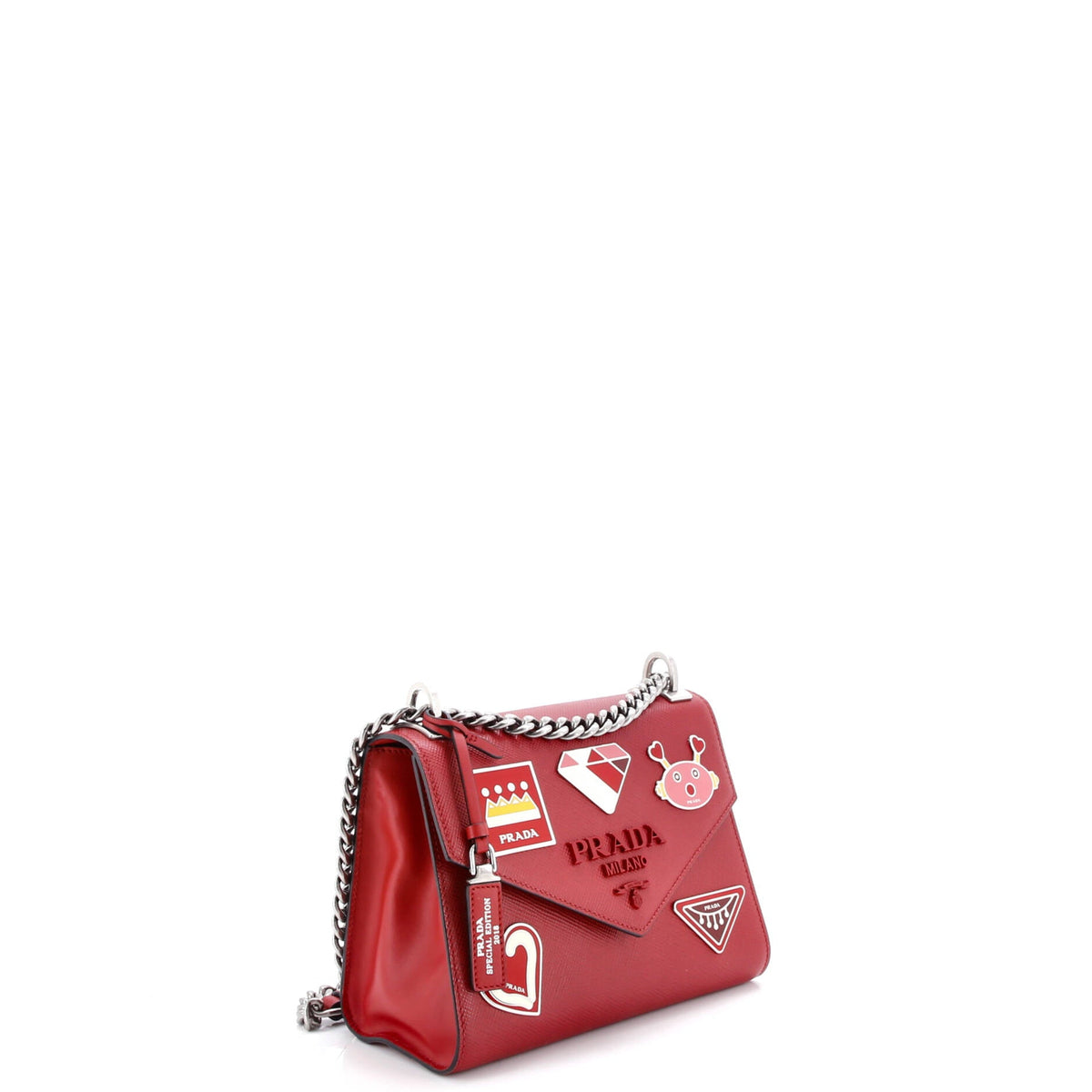 Monochrome Shoulder Bag Embellished Saffiano Leather Small