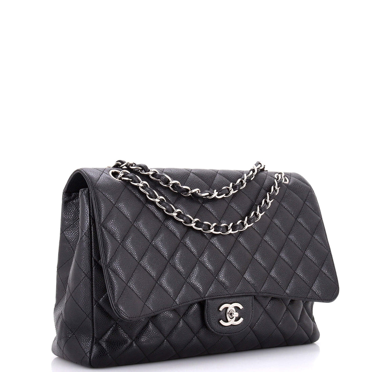 Classic Single Flap Bag Quilted Caviar Maxi