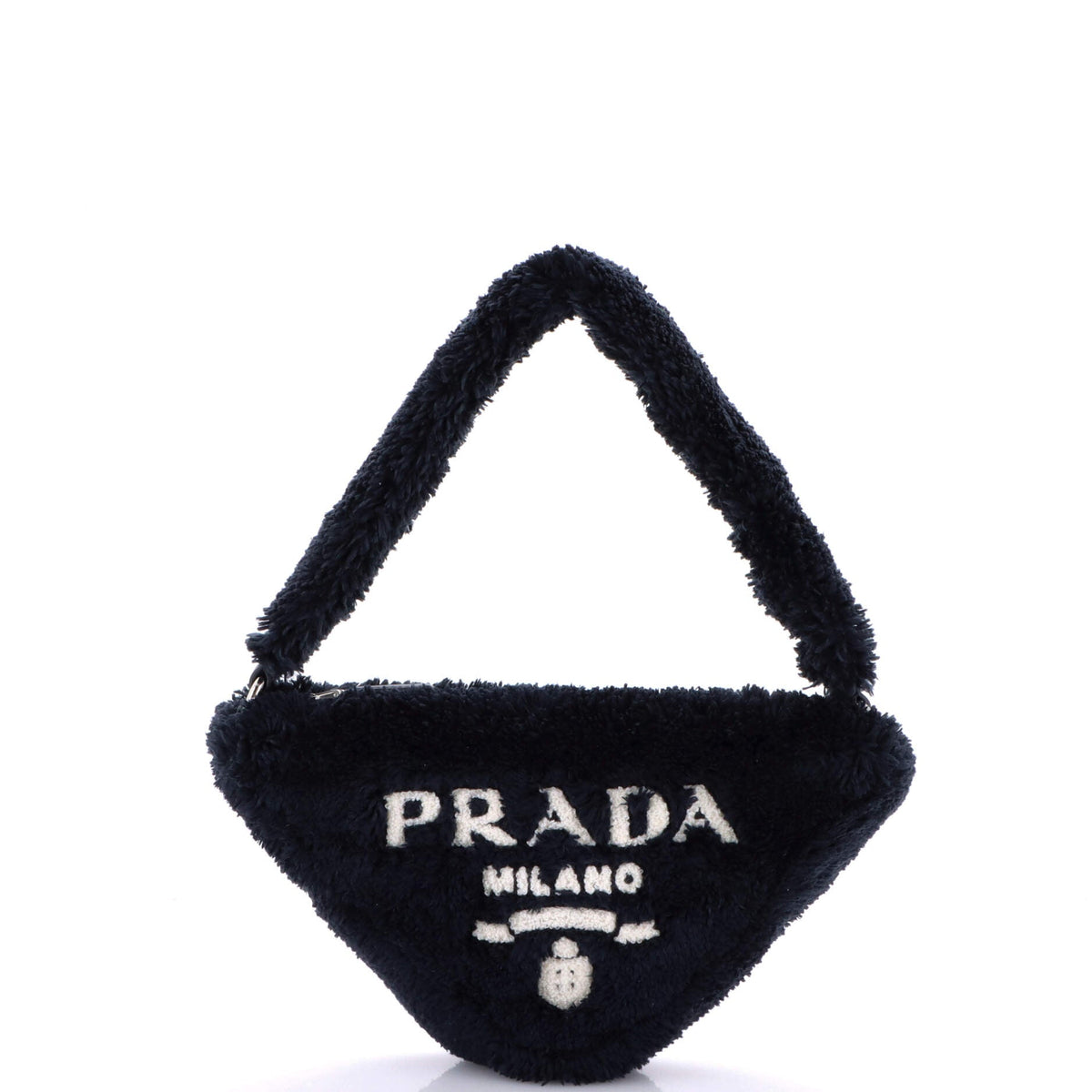 Triangle Top Handle Pouch Bag Terry Cloth Mini