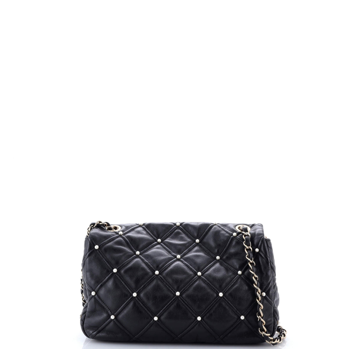 CC Flap Bag Pearl Studded Quilted Lambskin Medium