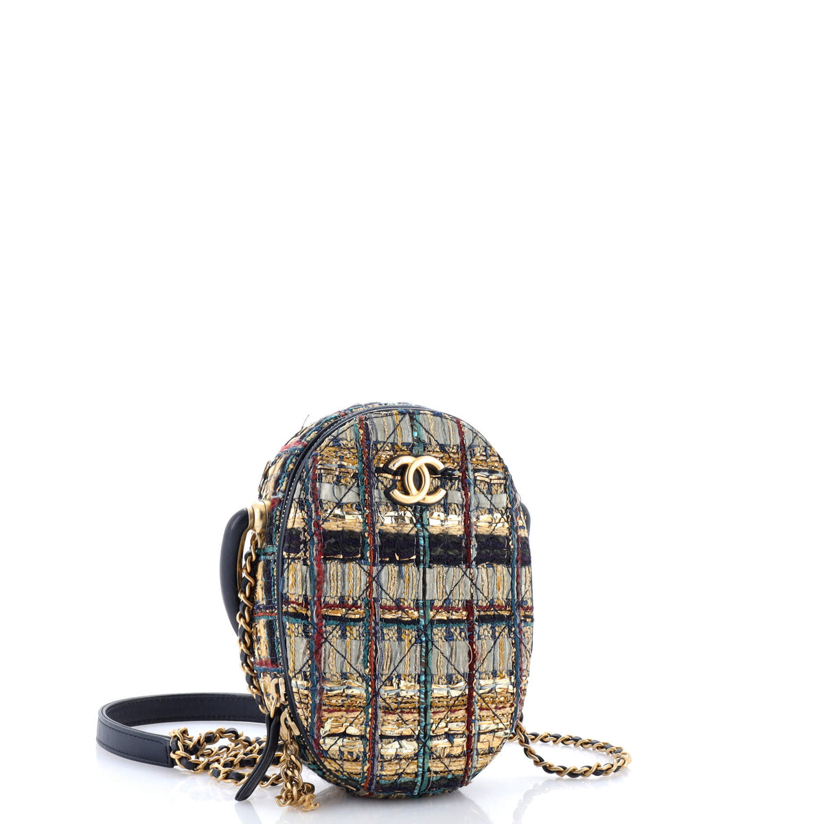 Paris-New York Oval Camera Case Quilted Tweed Small