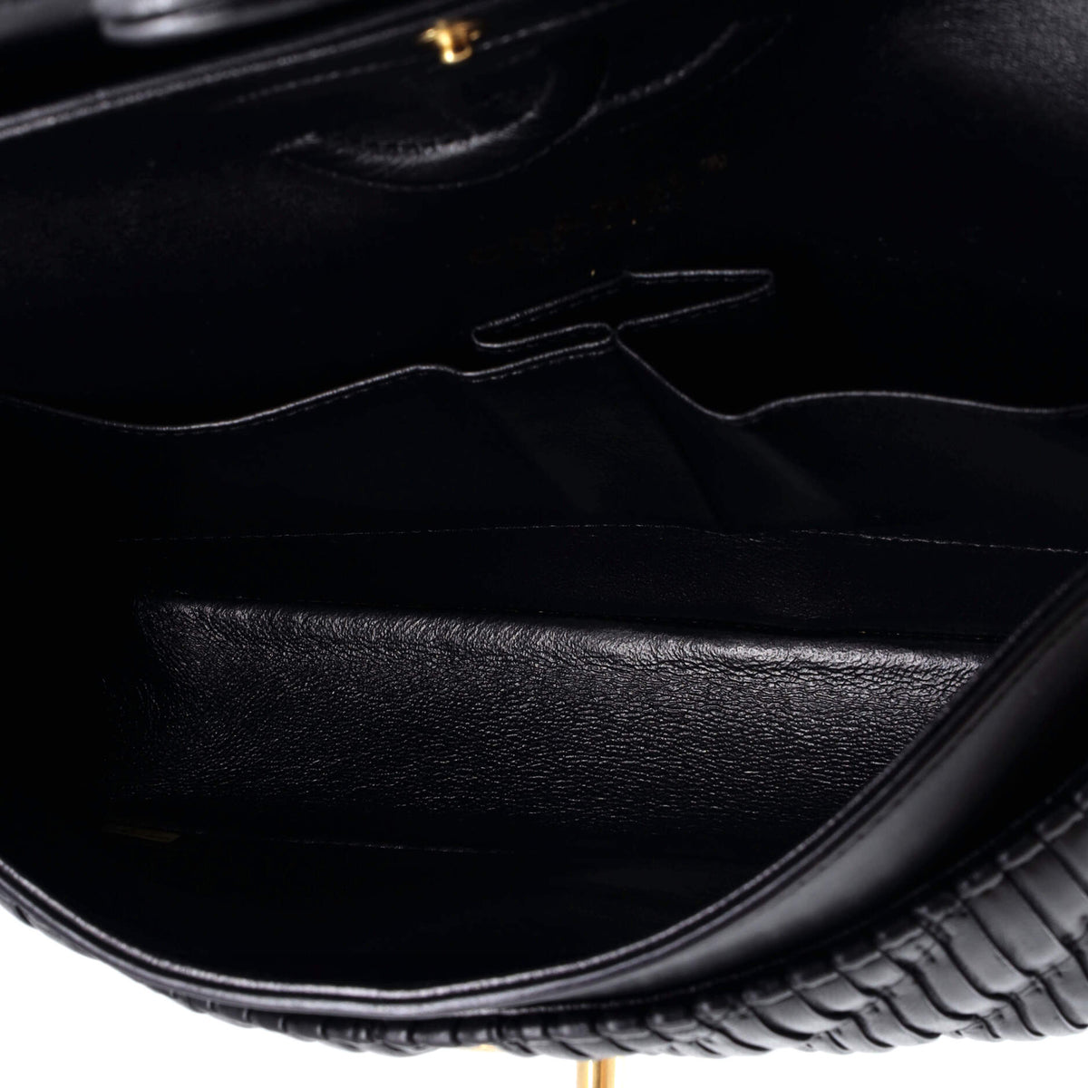 Coco Pleats Classic Double Flap Bag Pleated Crumpled Calfskin Medium