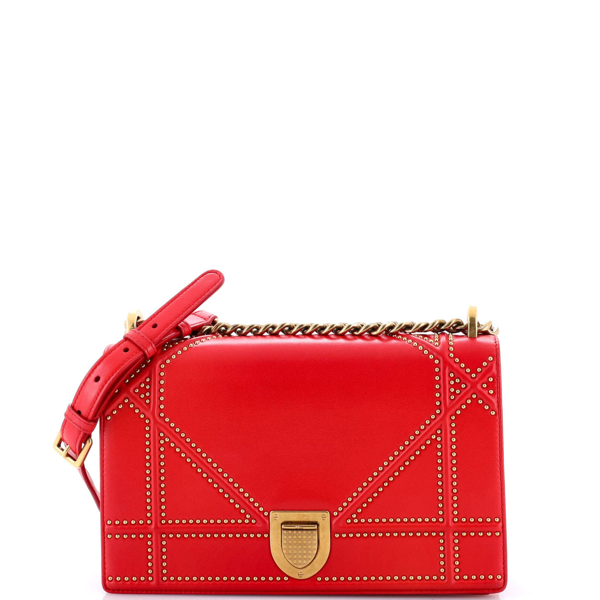 Diorama Flap Bag Studded Leather Small