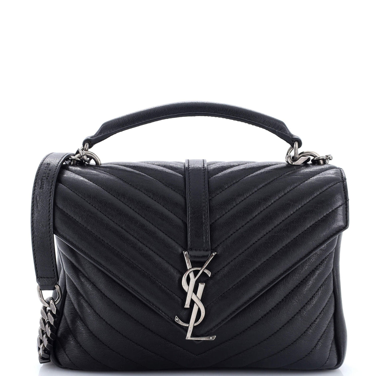 Classic Monogram College Bag Matelasse Chevron Leather Medium