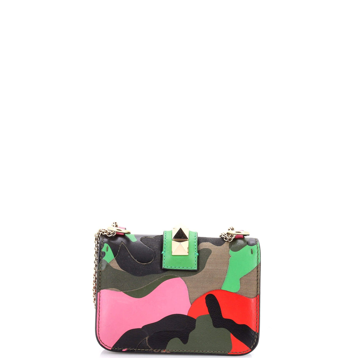 Glam Lock Shoulder Bag Camo Leather and Canvas Mini
