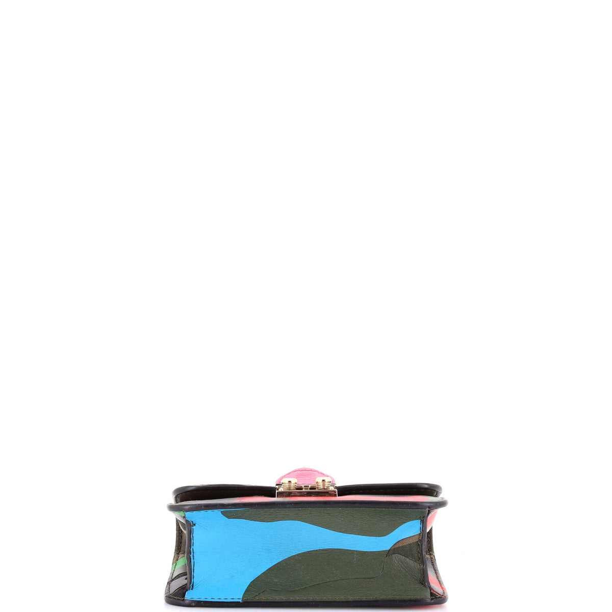 Glam Lock Shoulder Bag Camo Leather and Canvas Mini