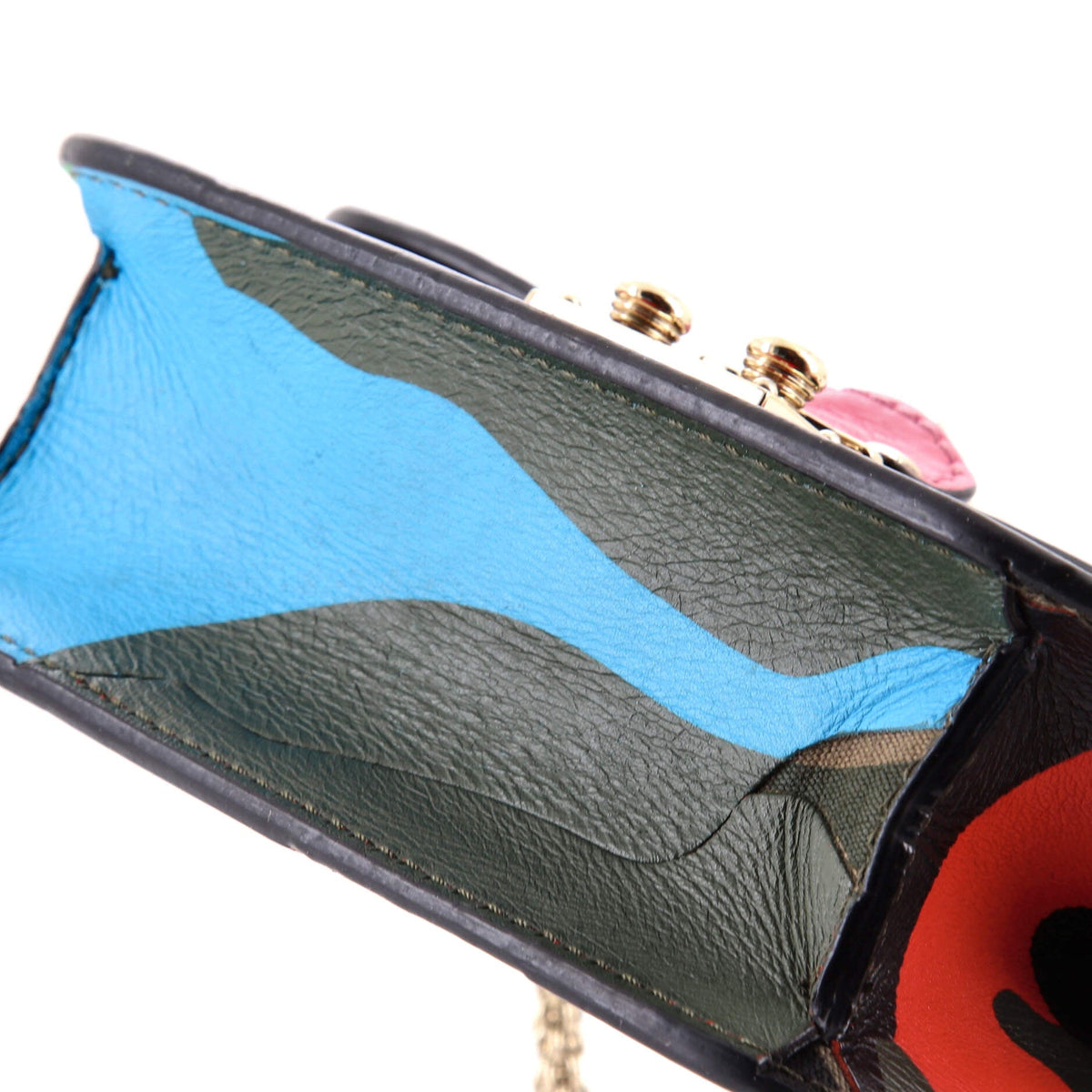 Glam Lock Shoulder Bag Camo Leather and Canvas Mini