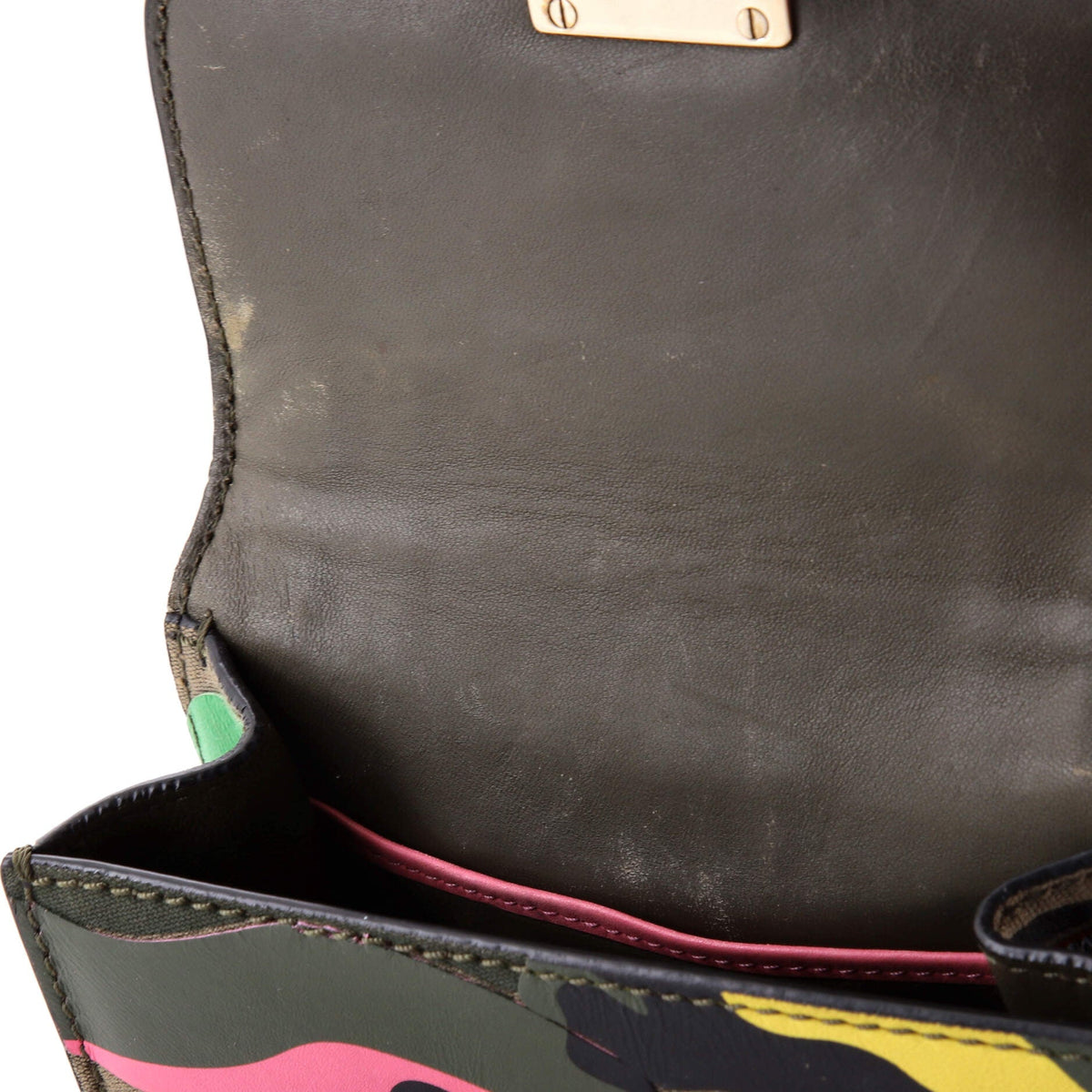 Glam Lock Shoulder Bag Camo Leather and Canvas Mini