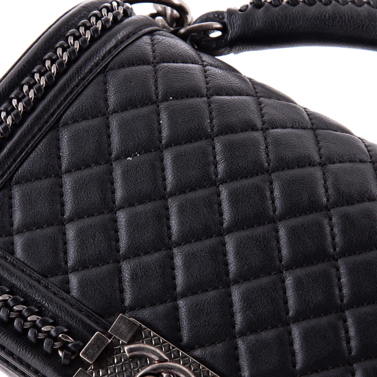 Chain Handle Boy Flap Bag Quilted Calfskin Old Medium