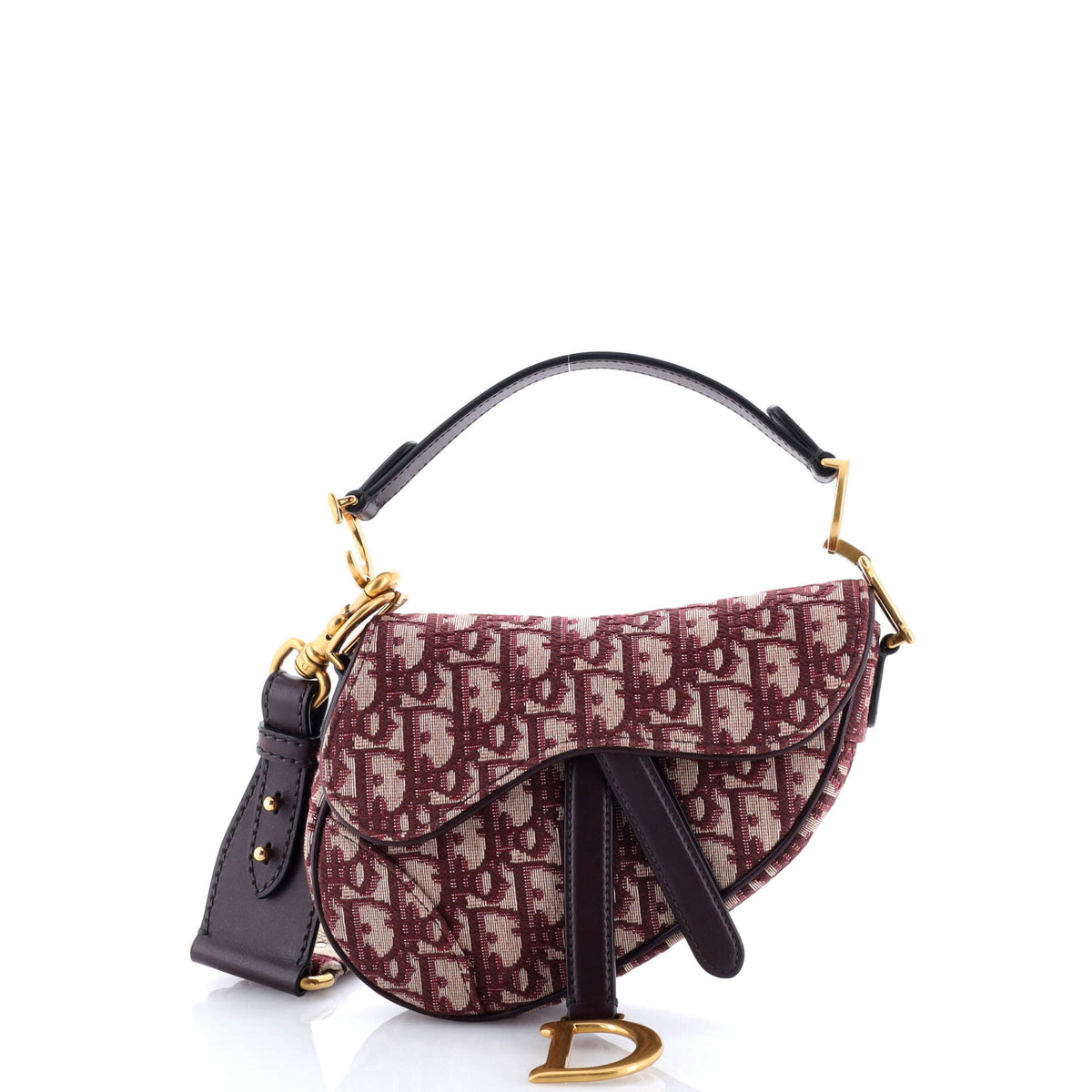 Saddle Handbag with Strap Oblique Canvas Mini