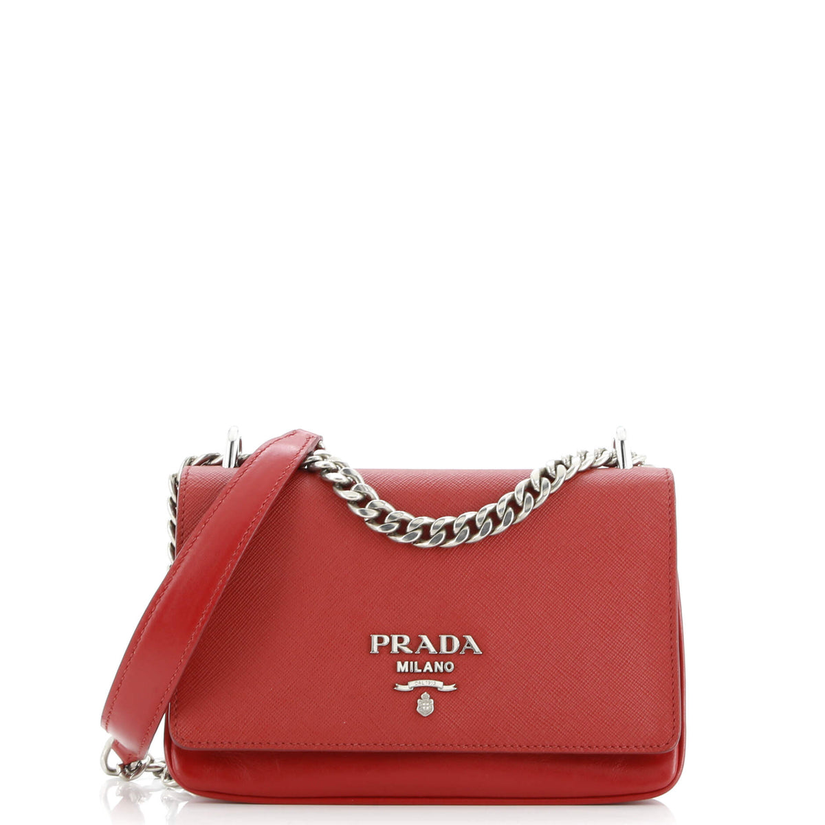 Chain Flap Crossbody Bag Saffiano and Soft Calf Small