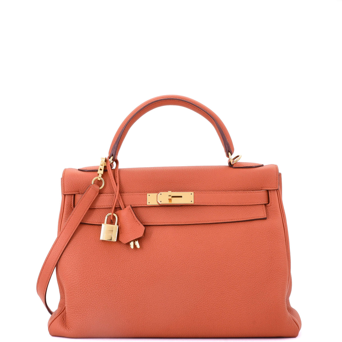 Kelly Handbag Terre Battue Togo with Gold Hardware 32