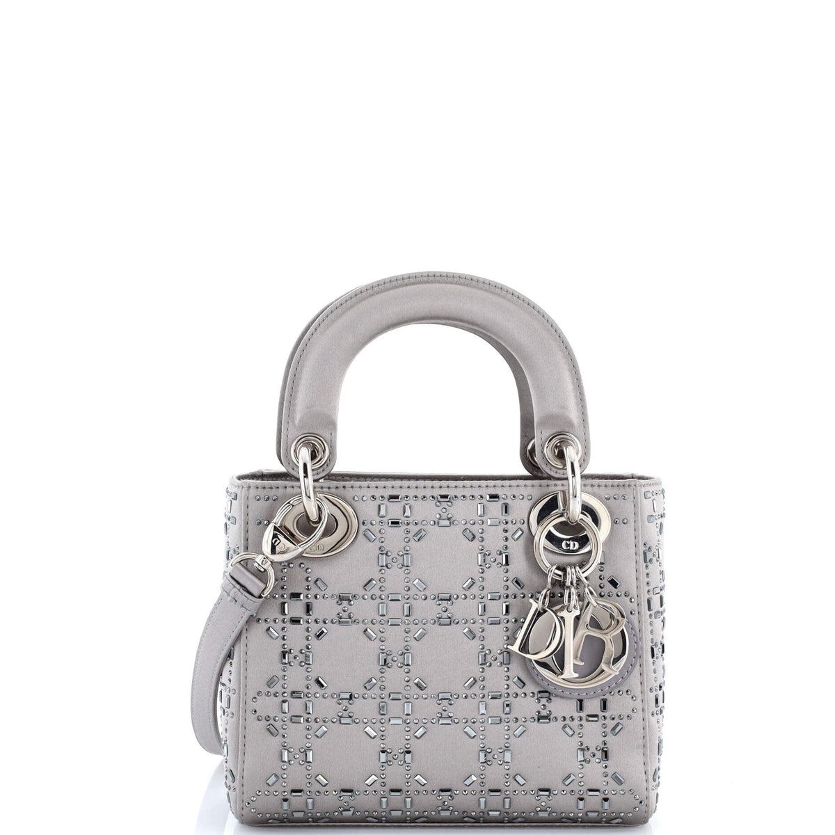 Lady Dior Bag Crystal Embellished Cannage Quilt Satin Mini