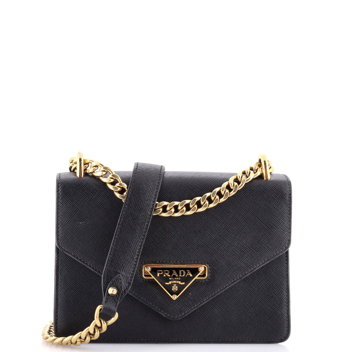 Envelope Flap Chain Shoulder bag Saffiano Leather Small