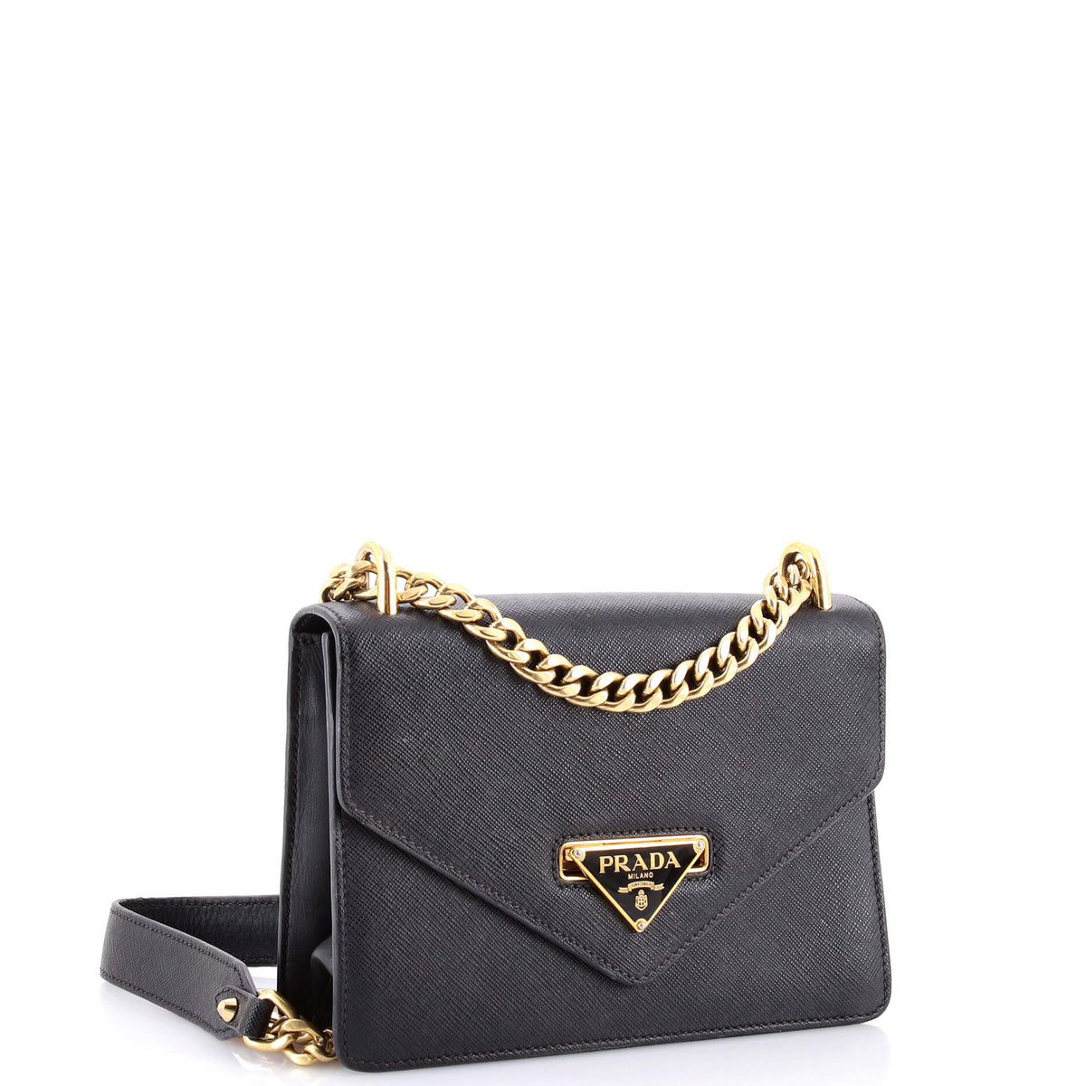 Envelope Flap Chain Shoulder bag Saffiano Leather Small