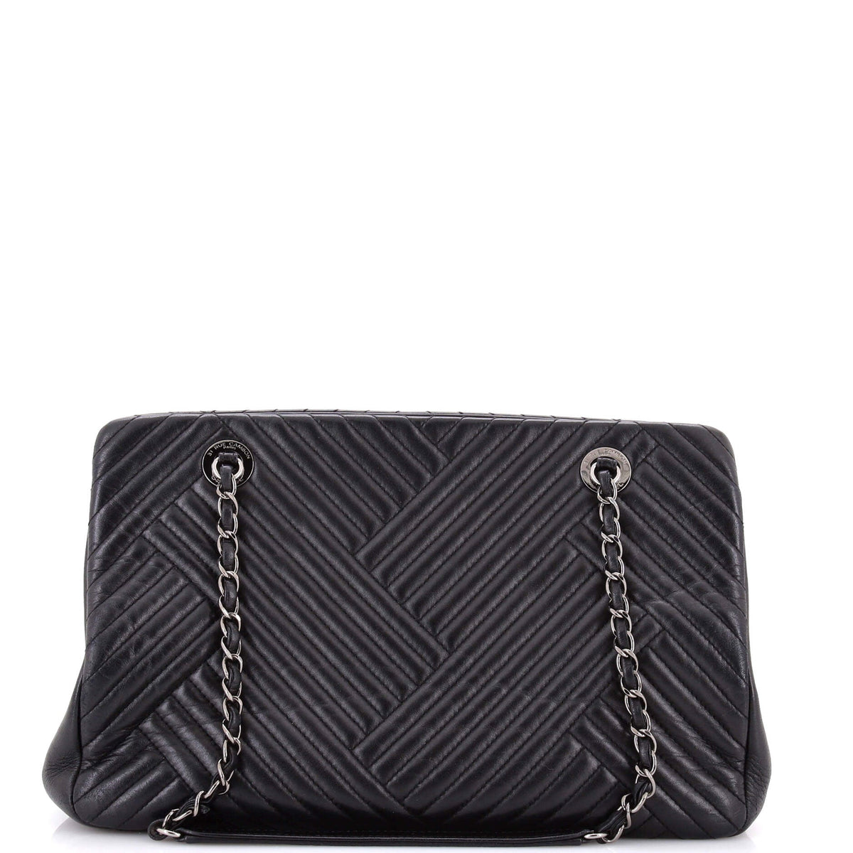 CC Crossing Tote Chevron Lambskin Large