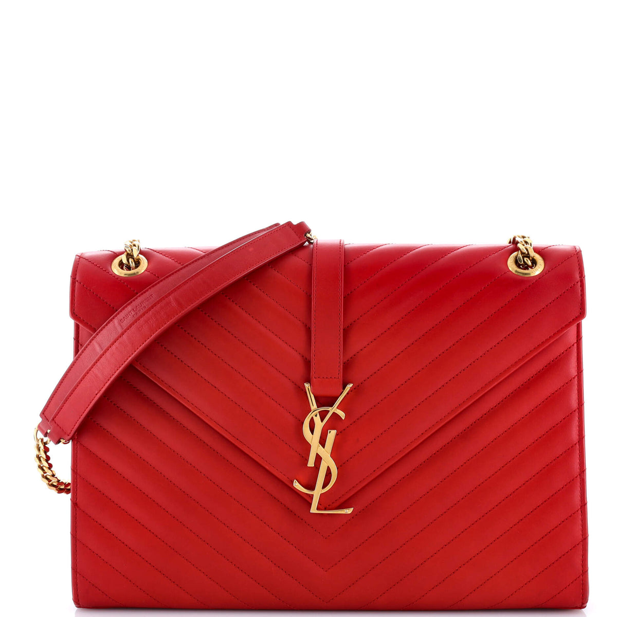 Classic Monogram Envelope Satchel Matelasse Chevron Leather Large