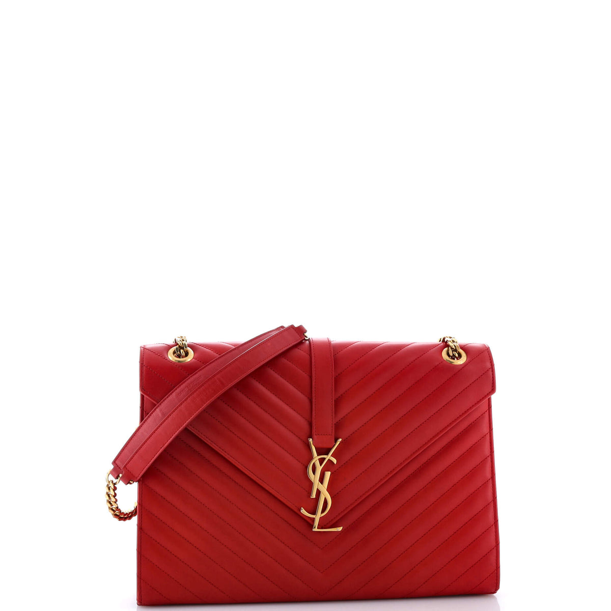 Classic Monogram Envelope Satchel Matelasse Chevron Leather Large