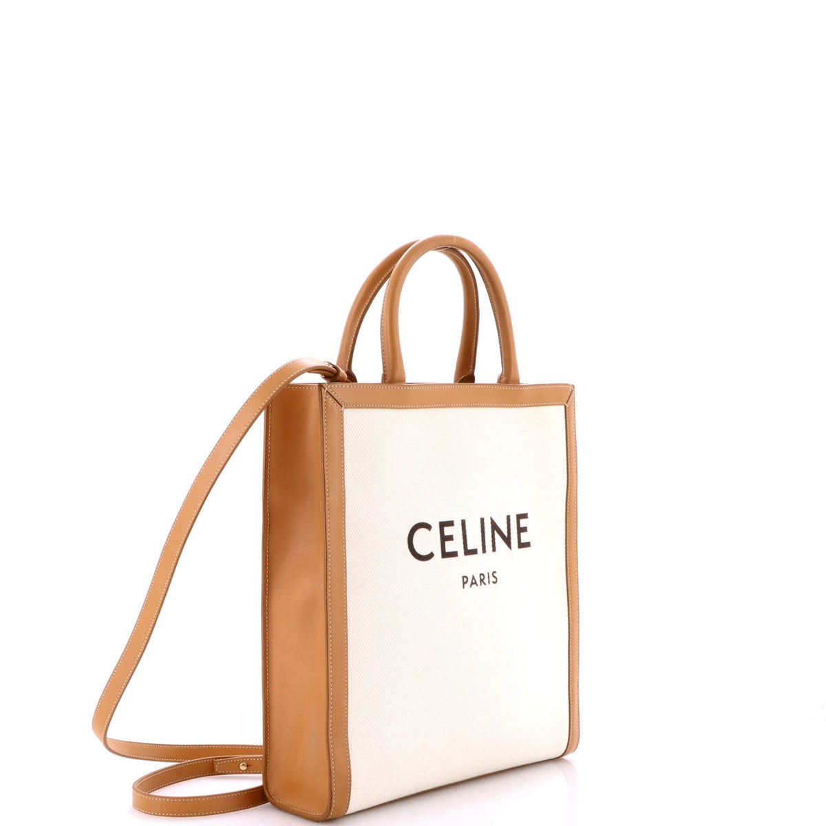 Vertical Cabas Tote Canvas with Leather Small