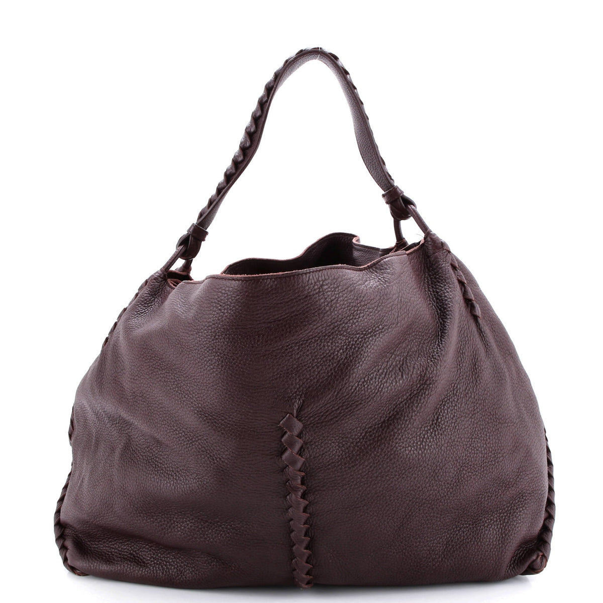 Open Hobo Cervo with Intrecciato Detail Medium