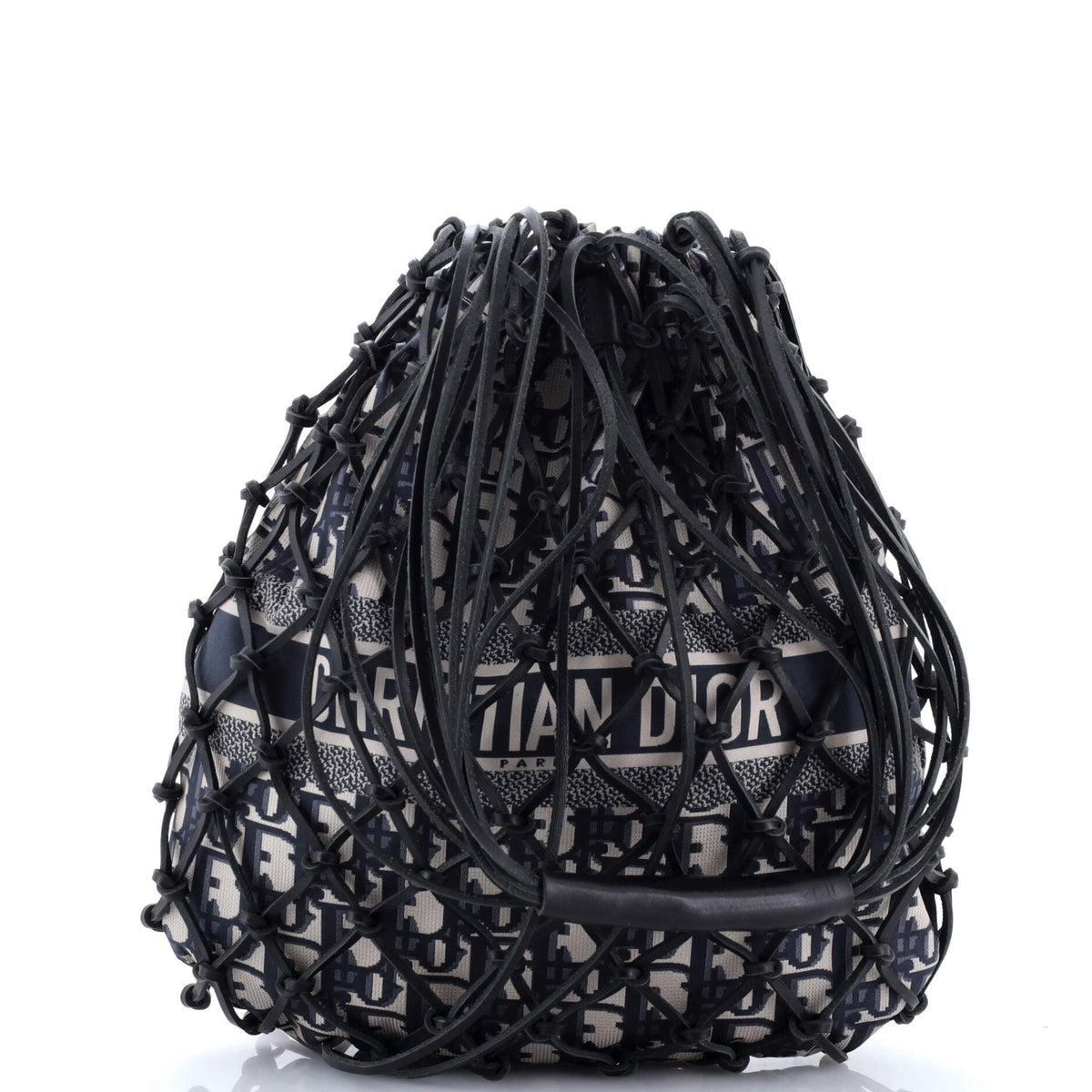 Drawstring Net Tote Diorissimo Canvas and Leather