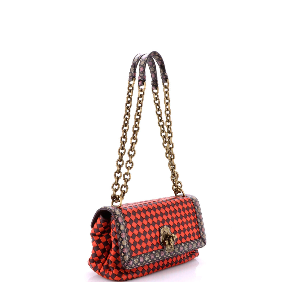 Club Stitch Olimpia Knot Flap Bag Intrecciato Nappa and Snakeskin Medium