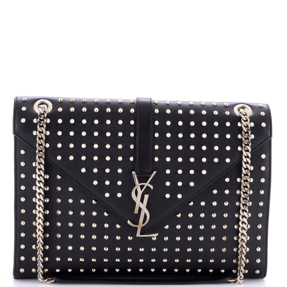 Classic Monogram Envelope Satchel Studded Leather Large