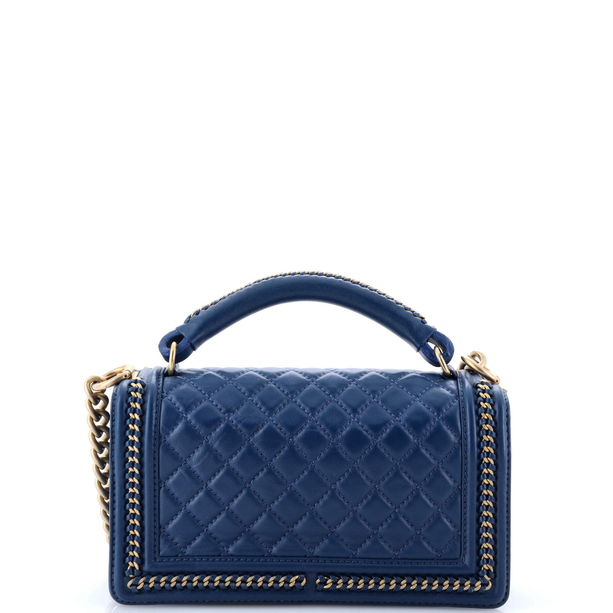 Chain Handle Boy Flap Bag Quilted Calfskin Old Medium