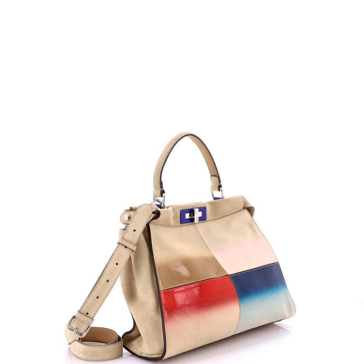 Color Block Peekaboo Bag Patent and Suede Regular