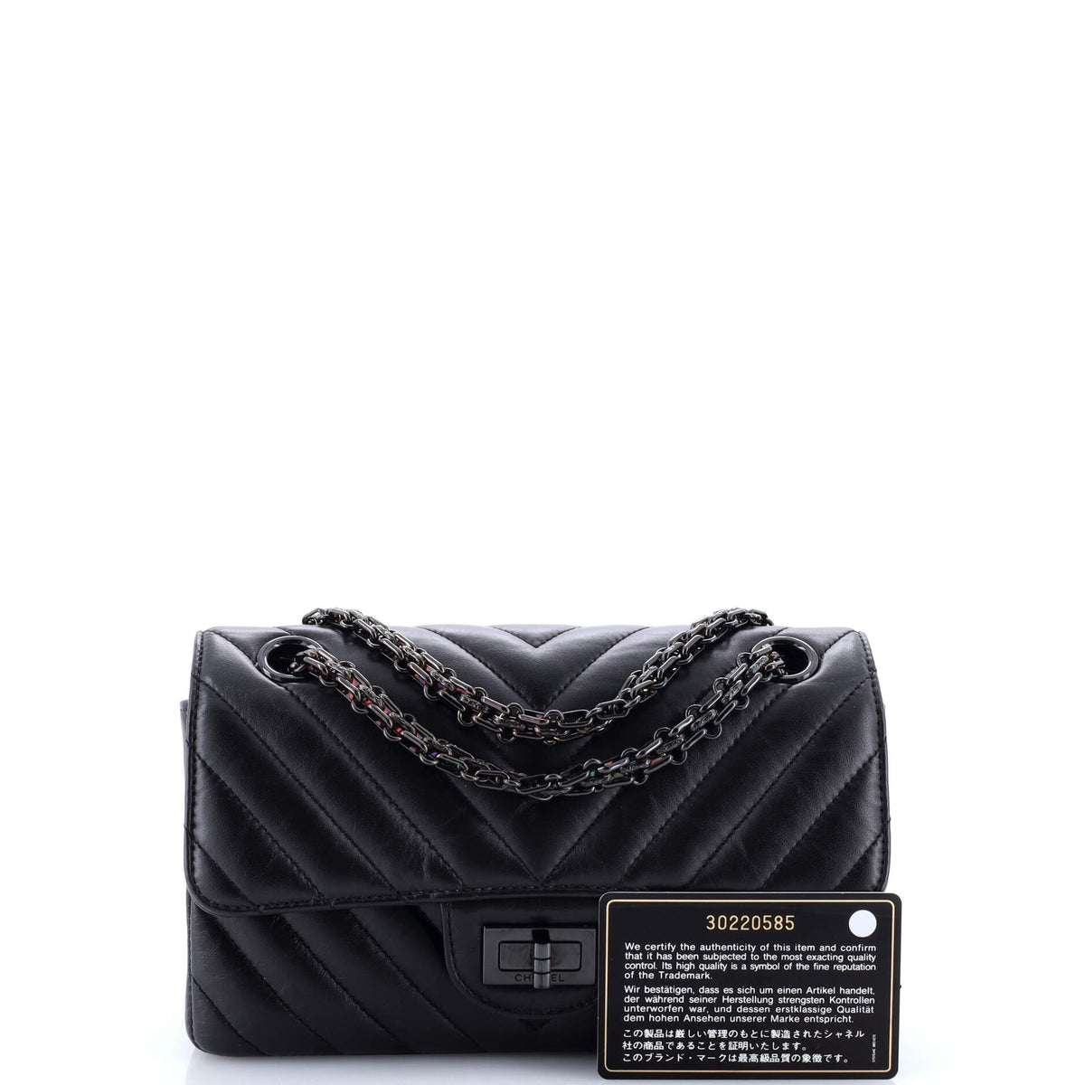 So Black Reissue 2.55 Flap Bag Chevron Aged Calfskin Mini