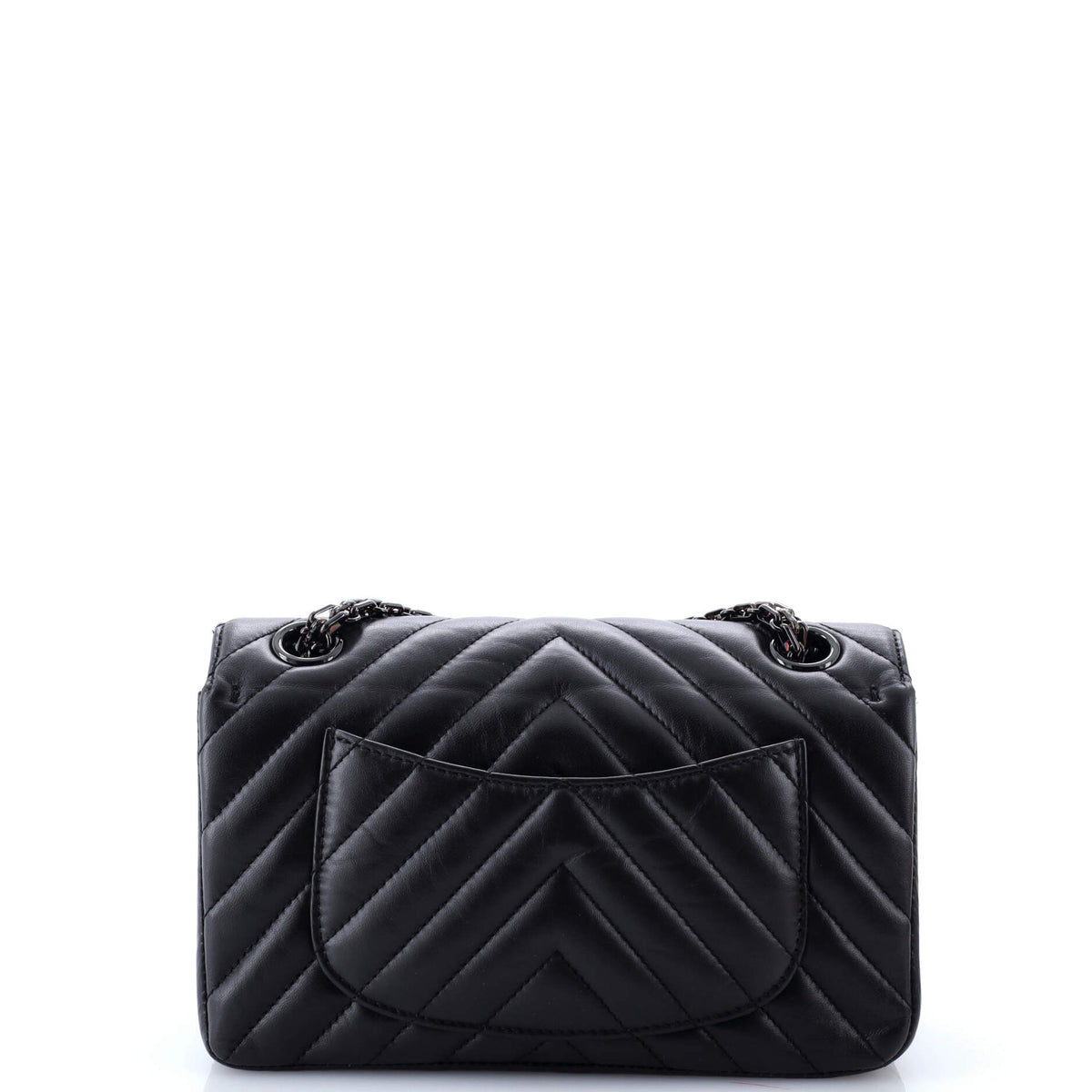 So Black Reissue 2.55 Flap Bag Chevron Aged Calfskin Mini