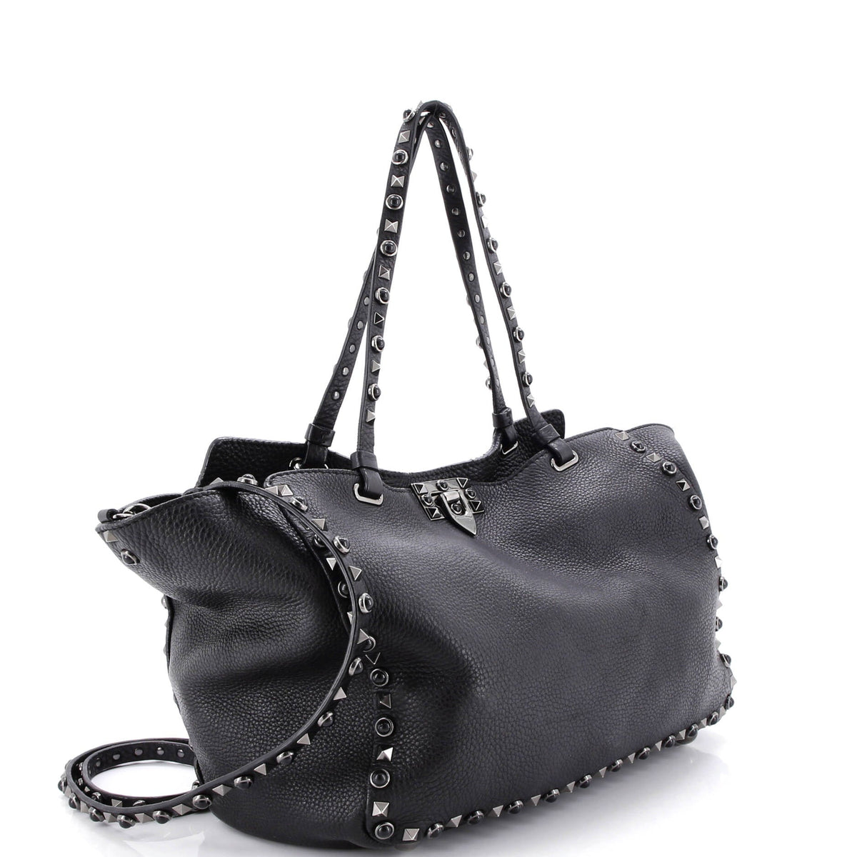 Rolling Rockstud Tote Leather with Cabochons Medium