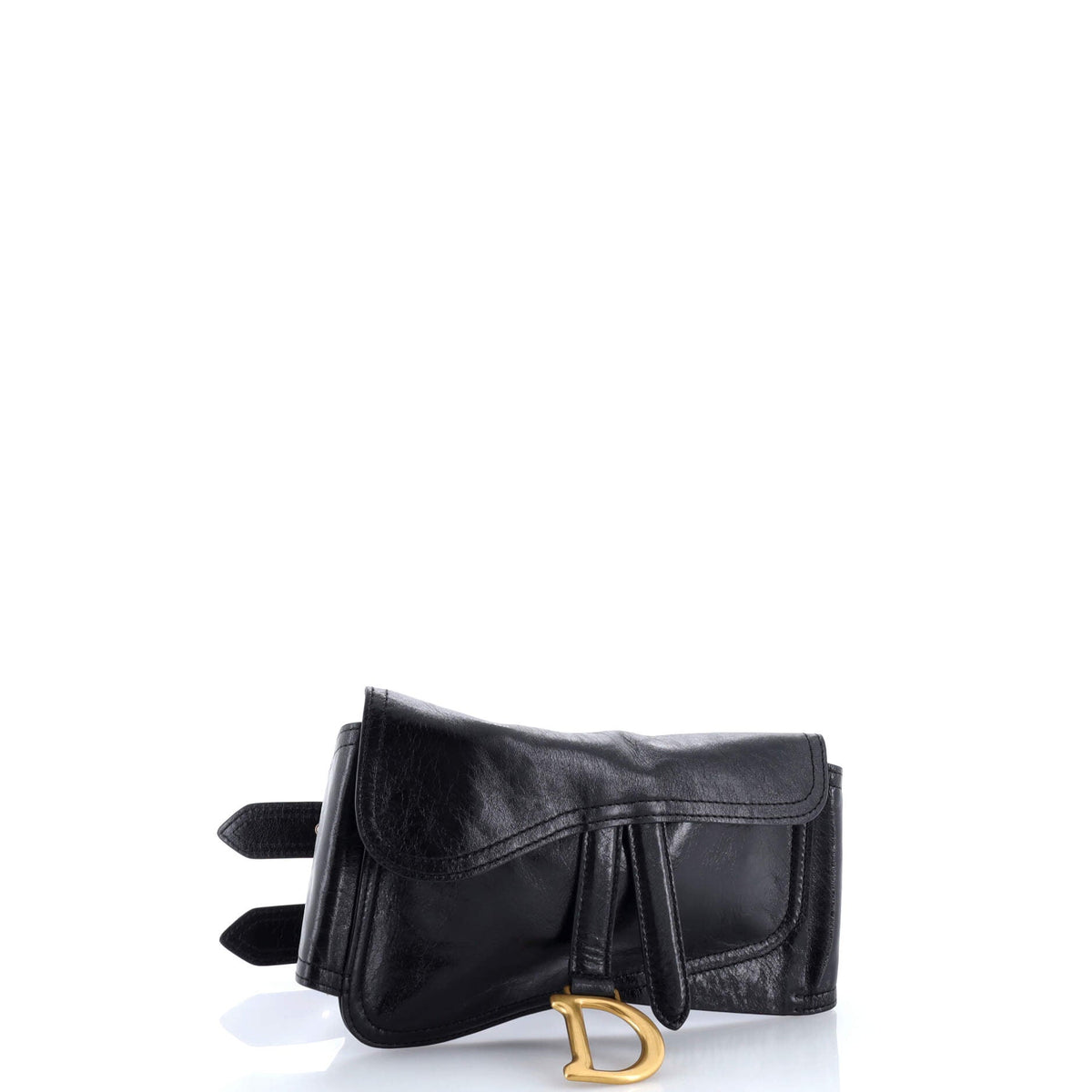 Saddle Double Buckle Belt Bag Leather
