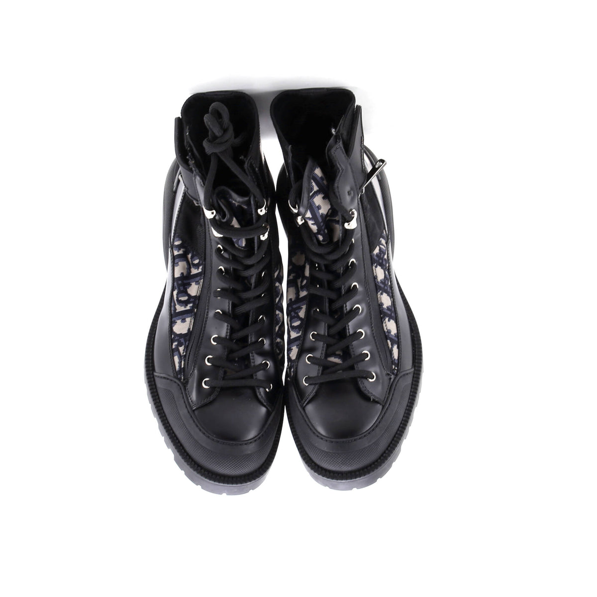Men's Side Zip Ankle Combat Boots Leather with Oblique Nylon